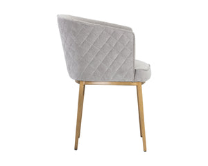 Sunpan Cornella Dining Armchair - Elegant Modern Design with Antique Brass Frame and Diamond Stitching Detail Polo Club Stone