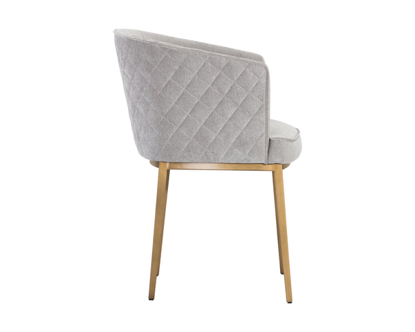 Sunpan Cornella Dining Armchair - Elegant Modern Design with Antique Brass Frame and Diamond Stitching Detail Polo Club Stone