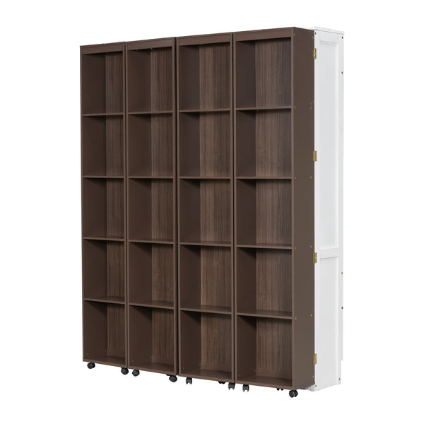 English Elm Queen Murphy Wall Bed with Hydraulic Lift and Push Pull Cabinet Storage Unit Espresso LP000381AAP