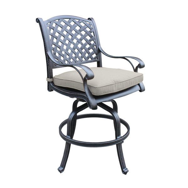 English Elm Cast Aluminum Counter Stools Set Of 2 With Swivel Seats And All-Weather Cushions For Outdoor Relaxation B010P278348