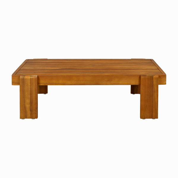 English Elm Patio Acacia Wood Loveseat and Coffee Table Set for Outdoor Lounge Spaces N776P387848B