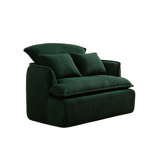 English Elm Convertible Compressed Sofa Chair Ottoman Corduroy Fold-Out Recliner for Small Spaces Dorm Apartments Green W1036P251813