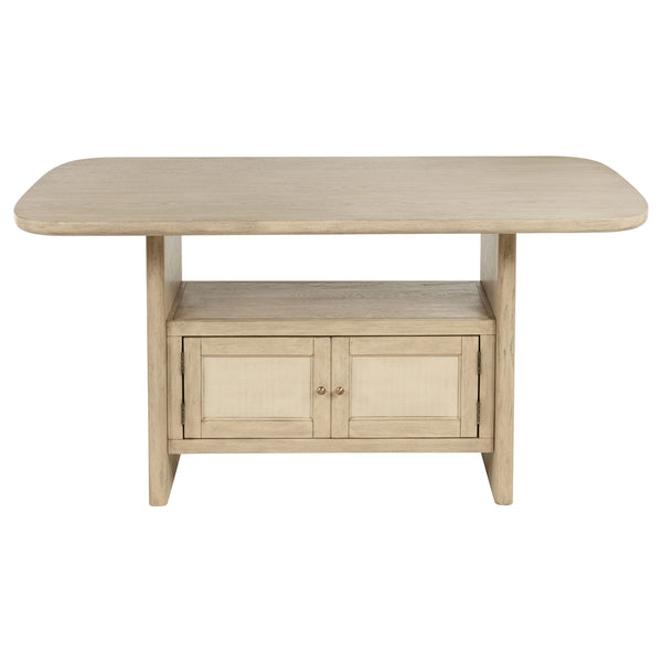 English Elm Kimpton Oak Veneer Counter Dining Set with Cane Chairs and Vitrine Cabinet B062S01824