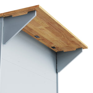 English Elm K&K 54" Farmhouse Kitchen Island with Embossed Texture, Drop Leaf, Soft-Close Drawers & Wheels Grey+Blue N707P195395G