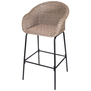English Elm Christopher Knight Home® - Ladd Outdoor Metal Wicker Barstool Set of 2 — 29.5" Bar Height, Woven PE Rattan, Sturdy 400 lb Capacity Black,Light Brown N775P277558B