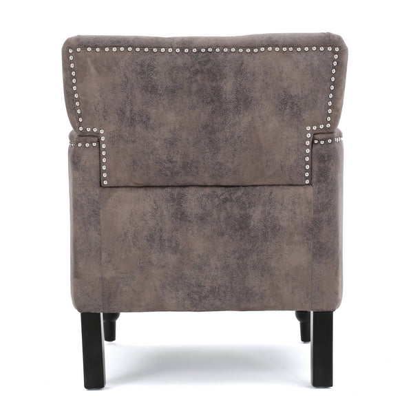 English Elm Christopher Knight Home® - HARRISON Tufted Club Chair with Diamond-Stitched Back, Nailhead Trim and Turned Birch Legs for Comfort and Style Grey+Brown 53444.00MFDBN