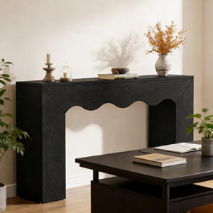English Elm Wood Solid Fir Console Table Handcrafted Farmhouse Style for Entryway or Sofa T3971P449800