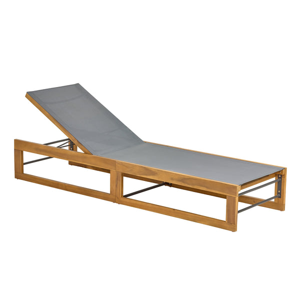 English Elm Mia Outdoor Acacia Wood Chaise Lounge with Breathable Mesh for Pool Deck or Patio N776P301495D