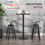 English Elm Homcom 42" H Bar Height Round Bar Table, Rustic Industrial Pub Table, Elm Wood Top Bistro Table With Metal Base