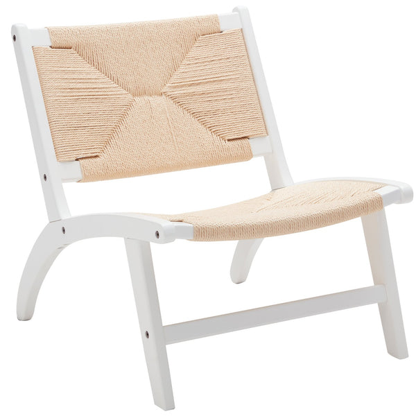 English Elm Modern Boho Accent Chair for Living Room — Scandinavian Cognac Beech Wood, Braided Jute Rope Seat, Cozy Durable Lounge T3623P354962