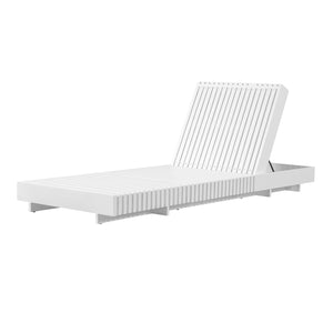 English Elm Modern Acacia Wood Outdoor Chaise Lounge Slatted Reclining Poolside Sun Chair Cream,White N770P281696W_65429.00CUSH