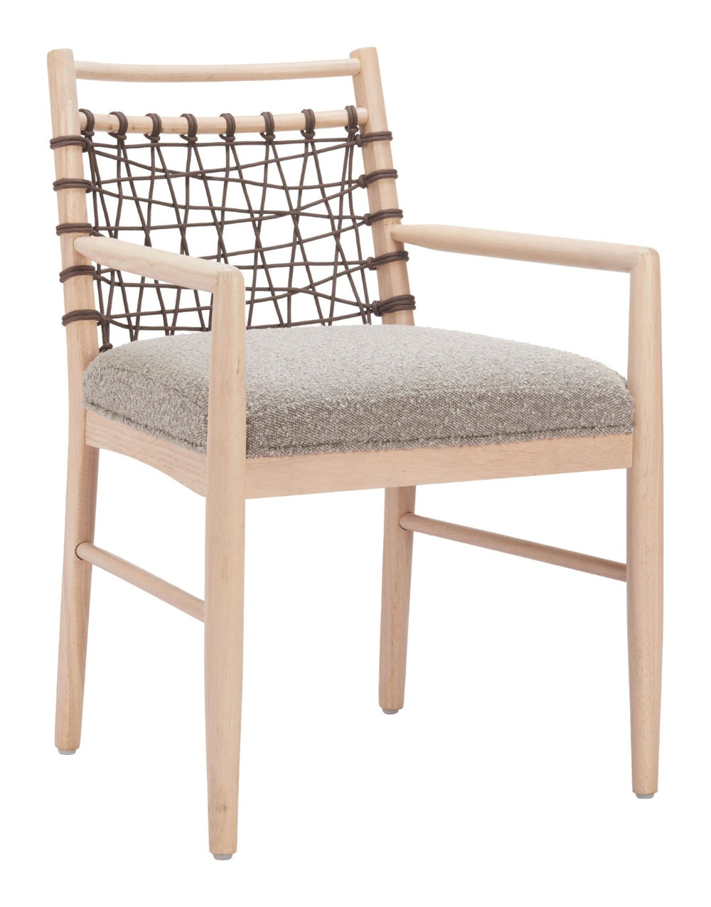 Wezly Modern Ivory Lounge Chair - Textured Fabric and Whitewashed Rubberwood for Stylish Comfort