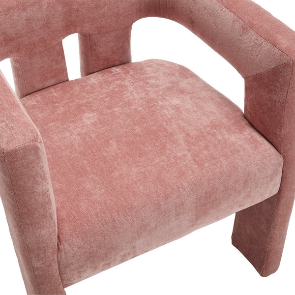 English Elm United We Win Chenille Barrel Accent Armchairs Set of Two for Living Room Dining Pink W1568P389270