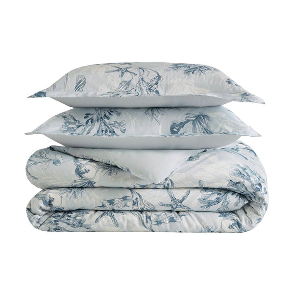 English Elm 3-piece Botanical Cotton Sateen Duvet Set with 300tc Earthy Print and Shell Buttons B035P408293