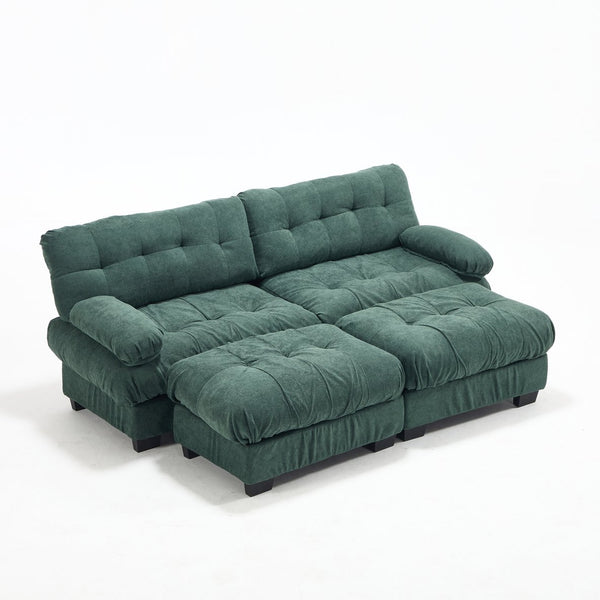 English Elm U Shaped Modular Sectional Sofa Flannelette Cloud Couch Deep Seat Plush Living Room Green W2120S00027