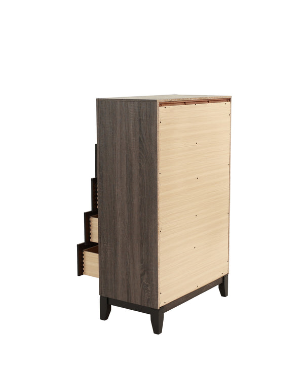 English Elm Bedroom Rustic Grey Oak Tall Chest 5-Drawer Solidwood Style Pine Storage Cabinet 31x16x50" B011P250826