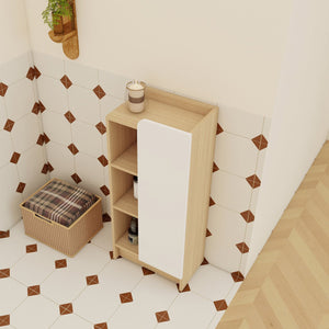 English Elm 16" Slim Wall Mounted Bathroom Cabinet Plywood Open Shelves Scandinavian Storage W3450P440622