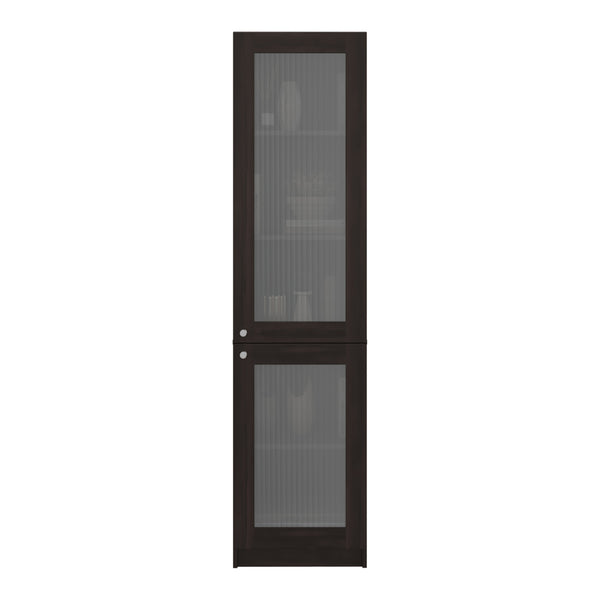 English Elm Butte Tall Two-tone Oak Bookcase with Concealed Doors and Open Shelves for Home Office B097P480471