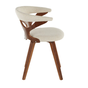 English Elm Gardenia Swivel Accent Chair Mid Century Walnut Legs Cream Upholstered Sculptural Back B202P223568