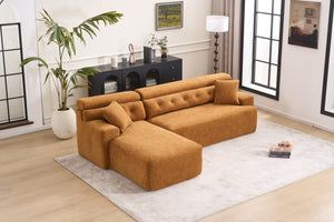English Elm LY-029B Modern Convertible Chaise Sectional Sofa — Orange 3-Seater Modular L-Sofa, Plush Foam Comfort W2231S00026