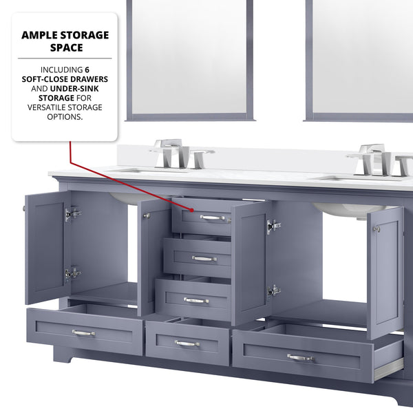 English Elm Dark Grey Double Bath Vanity 72 in W x 22 in D with Cultured Marble Top, Solid Wood, Soft-Close Storage Designed for Durability and Easy Installation B2731P258393