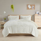 Intelligent Design Malea Glam/Luxury Shaggy Long Fur Comforter Mini Set ID10-1701 Ivory