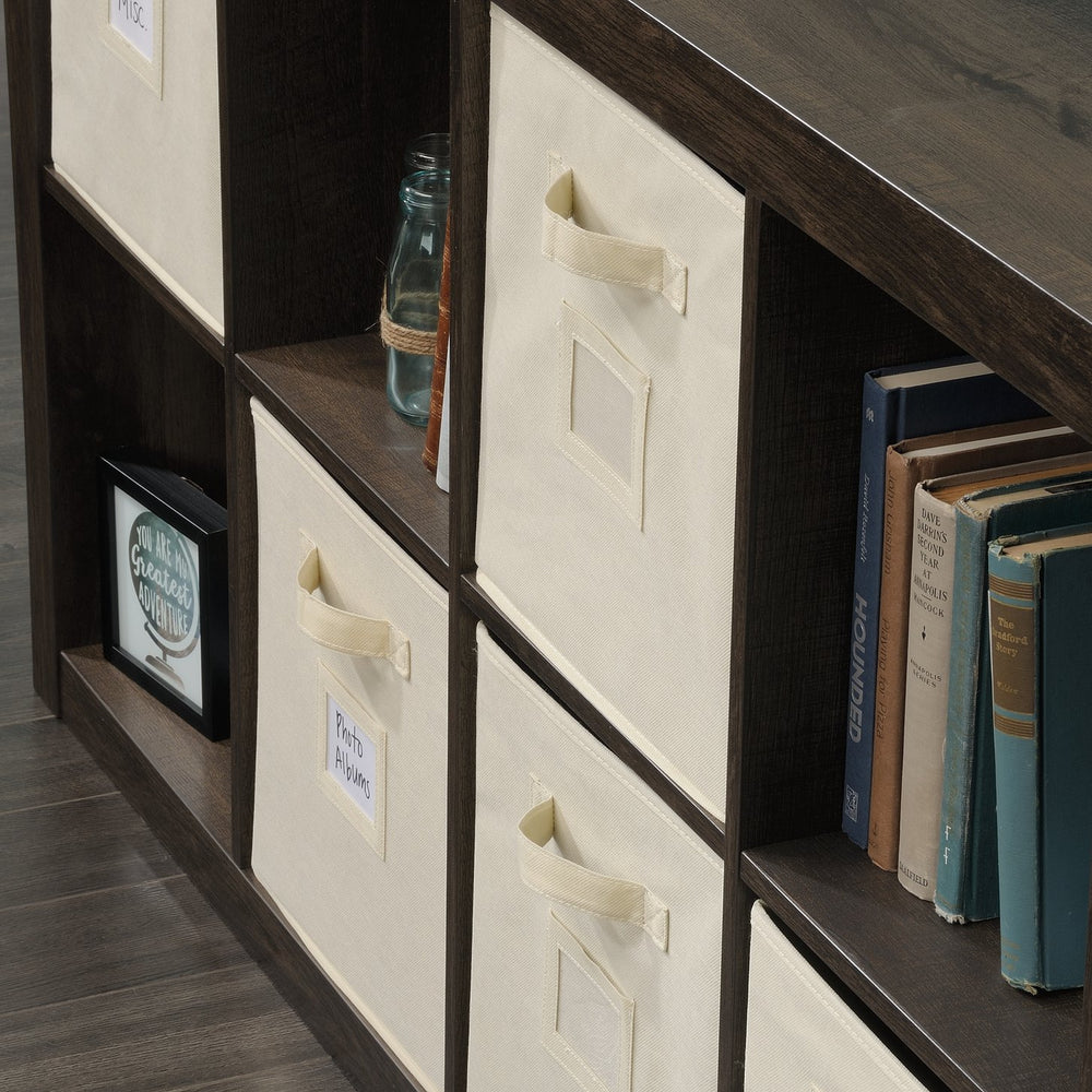English Elm 8-Cube Organizer Brown finish - 8-Compartment Engineered Wood Storage with Removable Bins, 31"x15"x58" B356P402702