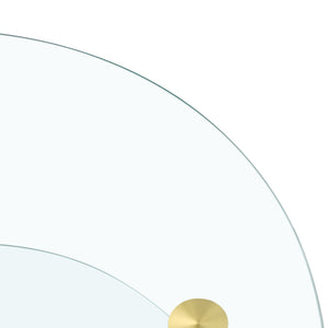 English Elm Contemporary Double Layer Tempered Glass Coffee Table 27.5" Top 23.6" Bottom Gold Legs, Modern Luxurious Design W1512P355039