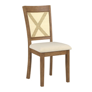 Homelegance By Top-Line Delroy Cane Accent X-Back Dining Chairs (Set of 2) Oak Rubberwood