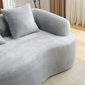 English Elm Full L-Shape Sectional Sofa with Curved Chaise, Modular Chenille Couch, High-Density Comfort for Apartment Living Grey W3612S00005