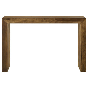 English Elm Santana Auburn Solid Wood Console Table 46"W x 30"H Rustic Modern Entryway Table with Natural Grain Finish B062P378351