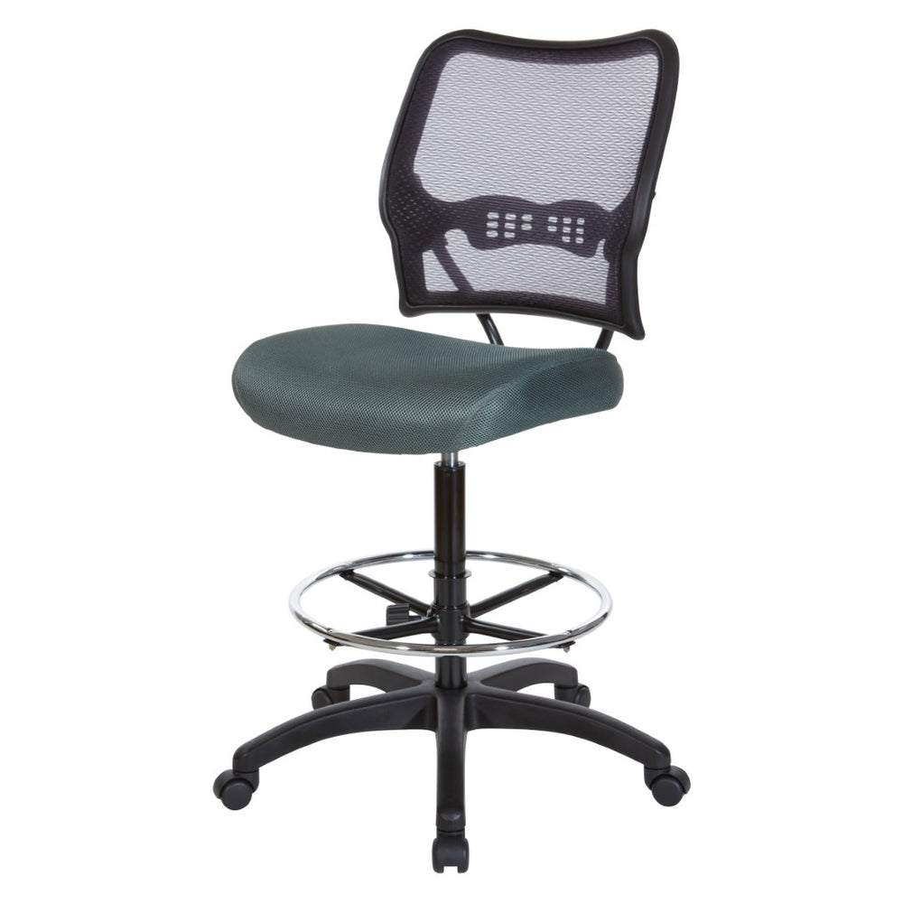 OSP Home Furnishings Deluxe Ergonomic Drafting Chair with Breathable Mesh Back and Pneumatic Height Adjustment Grey 13-37N20D-2M