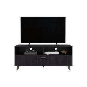 English Elm Tv Stand Black Wengue – Compact 1 Door TV Console with 2 Open Shelves, Engineered Wood, Modern Durable Design B097P350289