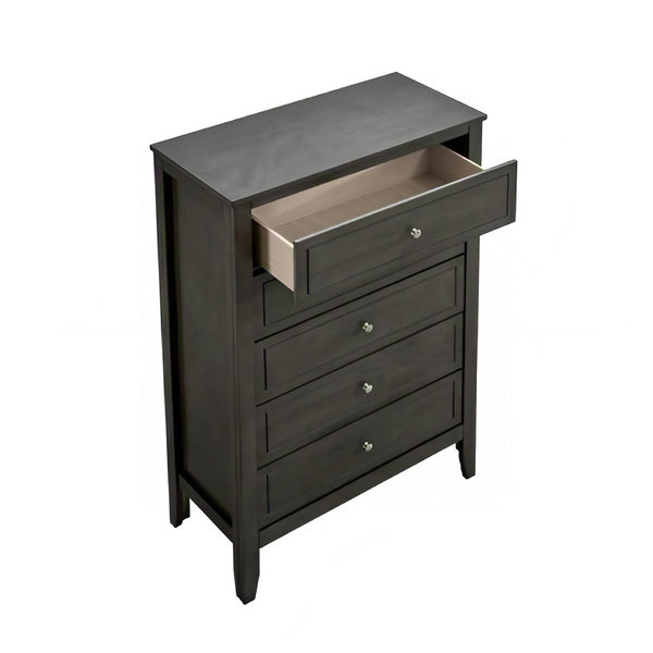 English Elm Daniel Assembled 5-Drawer Chest with English Dovetail Drawers, Metal Hardware & Solid Wood Frame Gray 51 L x 34 W x 18 H B078P400742
