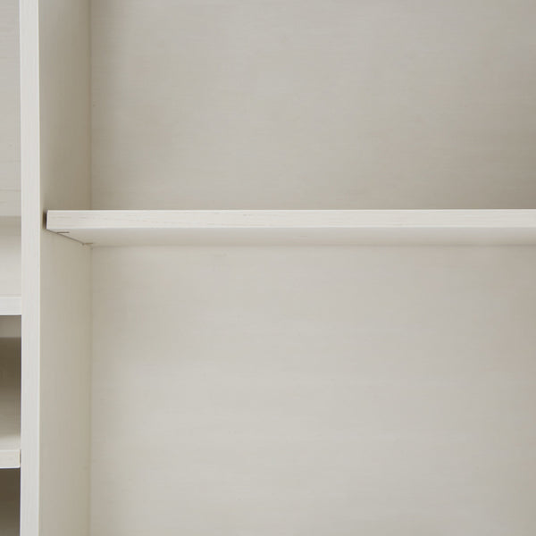 English Elm White Faux Rattan Barn Door Wine Cabinet with 20-Bottle Rack, Glass Holders & Adjustable Shelves W2702P183969