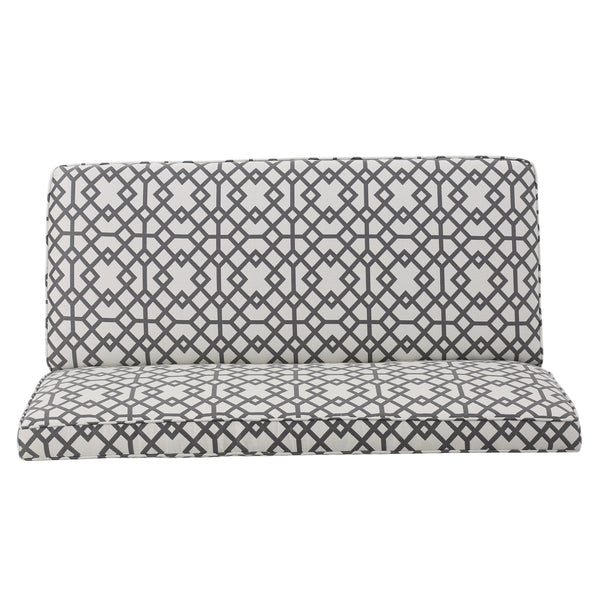 English Elm 50'' Geometric Gray Polyester Loveseat with Matte Black Legs for Modern Living N771P376540S