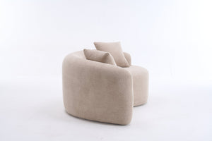 English Elm LY-042 Zen-Inspired S-Curved Dual-Depth Loveseat with Chenille Upholstery, Ready-to-Use Comfort Beige W2231P329716