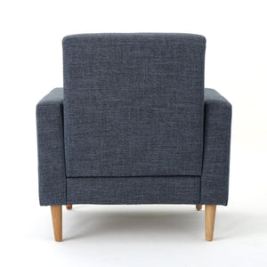 English Elm Christopher Knight Home® - CLUB Modern Fabric Club Chair with Plush Polyester Upholstery and Rubber Wood Legs for Living Room Comfort Dark Blue 31.5 L x 28.5 W x 18.75 H 61237.00DBL