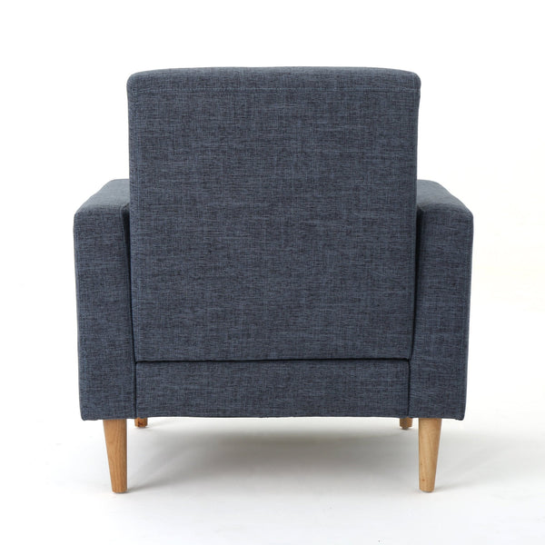 English Elm Christopher Knight Home® - CLUB Modern Fabric Club Chair with Plush Polyester Upholstery and Rubber Wood Legs for Living Room Comfort Dark Blue 31.5 L x 28.5 W x 18.75 H 61237.00DBL