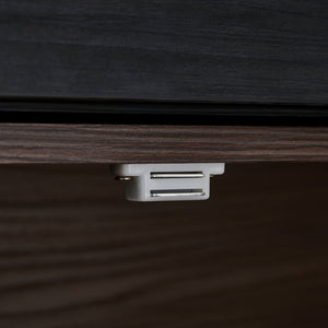 English Elm Set of 2 Extendable Rotating Storage Cabinets 32.5"-58.8" W, Black & Walnut Modern Buffet Sideboard SN845P261744D