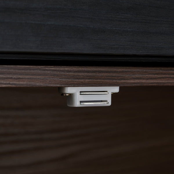 English Elm Set of 2 Extendable Rotating Storage Cabinets 32.5"-58.8" W, Black & Walnut Modern Buffet Sideboard SN845P261744D