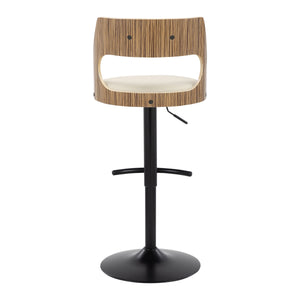 English Elm Contemporary Swivel Barstools Zebra Wood Faux Leather Seat Kitchen Island Set of 2 B202S00760