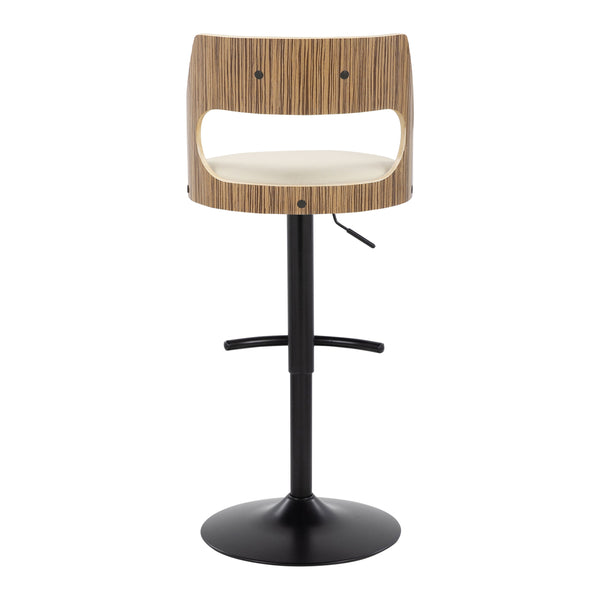 English Elm Contemporary Swivel Barstools Zebra Wood Faux Leather Seat Kitchen Island Set of 2 B202S00760