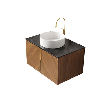 English Elm Arai 30" Wall-Mounted Bathroom Vanity With Sink, Stylish Black Stone Top & Elegant Storage Cabinet W2615S00158