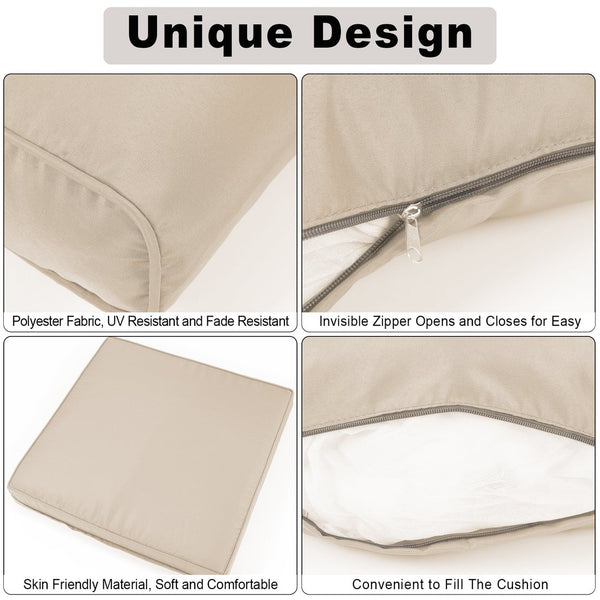 English Elm Outdoor Deep Seat Sectional Replacement Cushions Fade Resistant Polyester Set Beige W419P187679