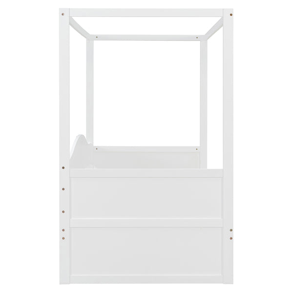 English Elm Twin Canopy Daybed with Pull Out Trundle Pinewood Frame for Kids or Guest Rooms N708P373435K