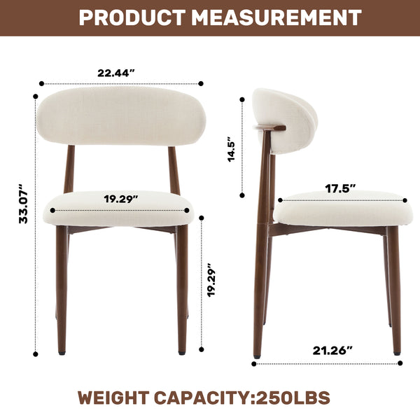 English Elm Dining Chairs Set of 4 Upholstered Farmhouse Metal Frame with Padded Seats W3916S00001