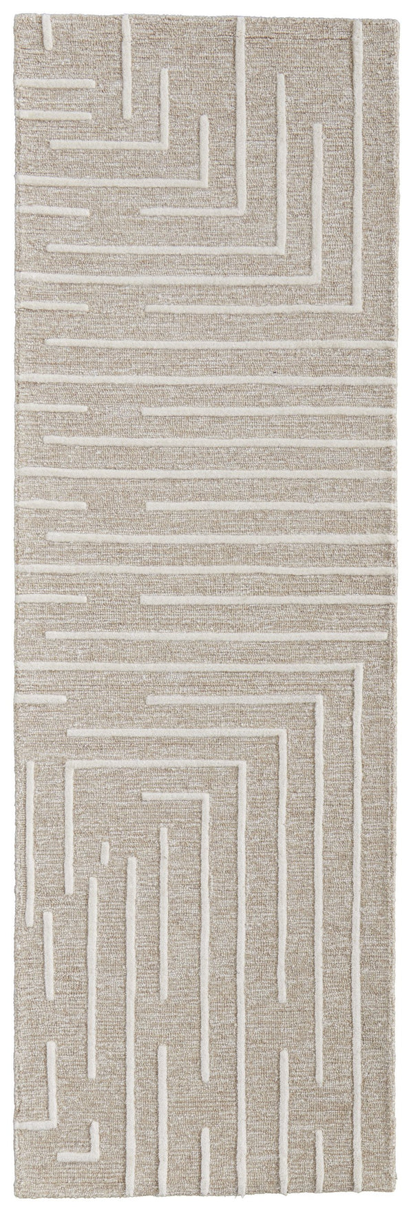 Feizy Rugs Fenner Hand-tufted Wool Rug - Stylish Geometric Design With 3d Texture For A Cozy, Earthy Home Decor Taupe,Ivory Wool T10t8003bgeivyi68