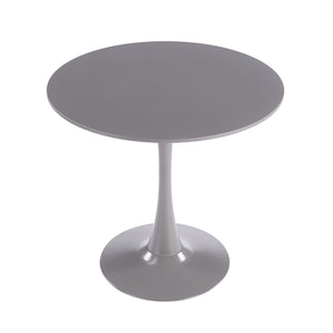 English Elm 31.5" Round Mdf Pedestal Dining Table Mid-century Modern Sculpted Base Seats Four Grey W234P405191