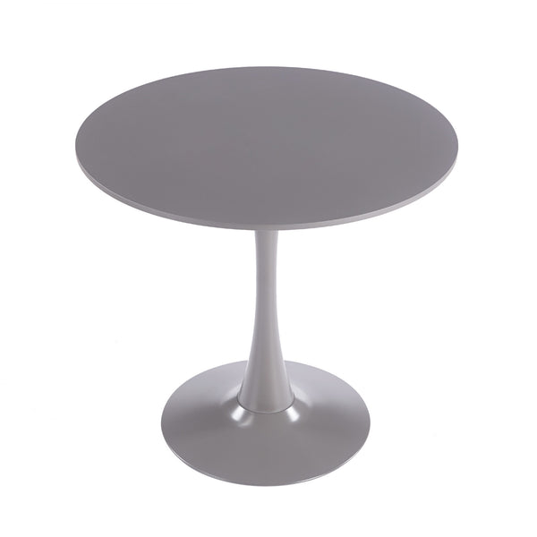 English Elm 31.5" Round Mdf Pedestal Dining Table Mid-century Modern Sculpted Base Seats Four Grey W234P405191